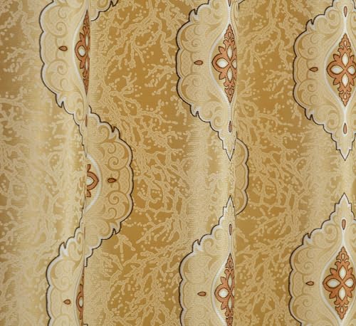 Image of Room Darkening Curtains for Door & Windows, Living Room, Bedroom, Eyelet, Parda, Printed, Pack of 2, Golden, 4 x 9 Feet