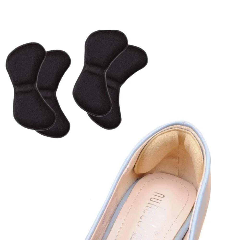 BLINE 2 Pair Heel Liner Cushions Insoles Grip Pads Heeled Silicone Inserts Stickers for Loose Shoes Fit and Comfort Both Unisex Cushion Grips Liners Shoe Big Soft Black Heel Insole