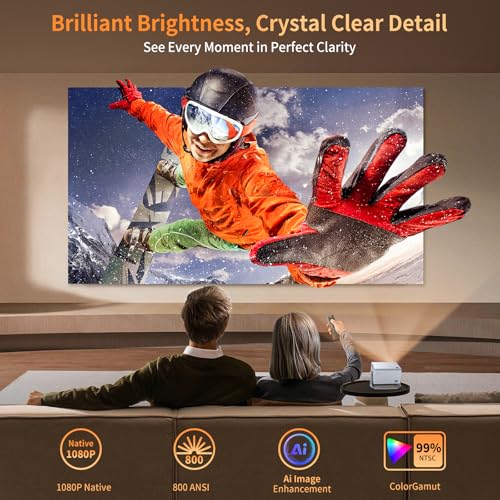 INFGO Smart Projector, 800 ANSI Home Cinema Projector 4K-Supported Full HD 1080P WiFi 6 Bluetooth 5.4 for Smartphone laptop, white - Image 5
