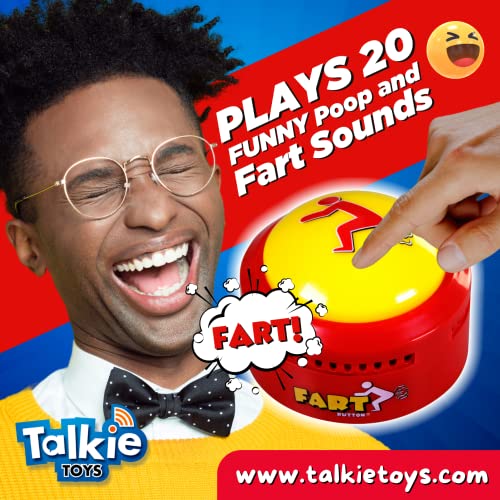 Talkie Toys Products Fart Button – Lights Up and Plays 20 Funny Fart Sounds – Hilarious Talking Toy for Fart Games, Fart Pranks, Office Humor, Stress Relief and More