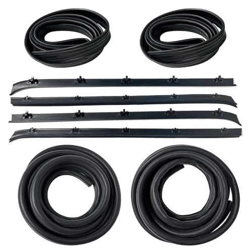 Front Door Window Molding Rubber Felt Seal Trim Seal Weather Strip Kit Fit for Jimmy Chevy C10 C20 C30 K10 K20 K30 GMC C1500 C2500 C3500 K1500 K2500 K3500 Blazer Suburban V1500 R1500 Truck
