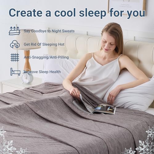 Image of Cooling Blanket Throw Size 50 inchx70 inch, Summer Lightweight Breathable Ice Blanket, Cooling Blankets for Hot Sleepers Night Sweats Adults Absorb Heat Keep Cool