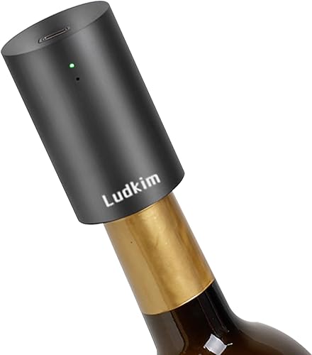 Miniatura 1 de Ludkim Tapón eléctrico de vino, mini bomba de vacío automática para guardar vino fresco, sellador de vino recargable y conservador para botellas de