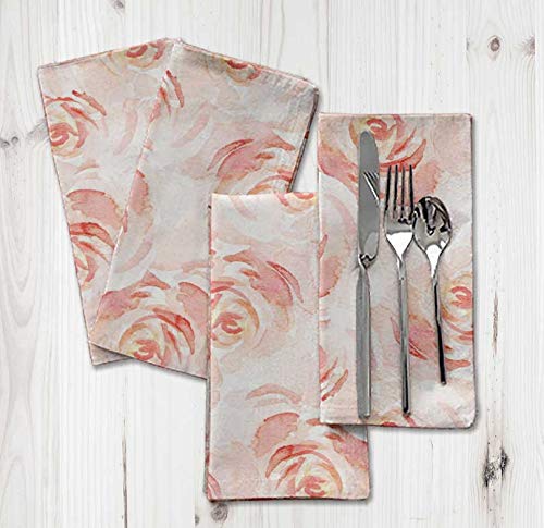 Linge de table lavable basique quotidien S4Sassy en coton rose floral x6 - 7