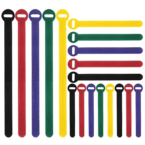 Image of 80 Pack Cable Ties Reusable, Adjustable Cable Tidy Wrap Hook and Loop Long Large Strong for PC, TV, Computer, Electronics Cable Management