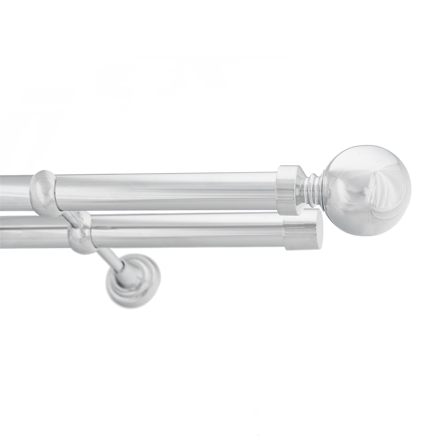 Ianpav Ball Double Metal Curtain Pole 25/25Mm With Finials Rod Cassic Brackets 350Cm Chrome