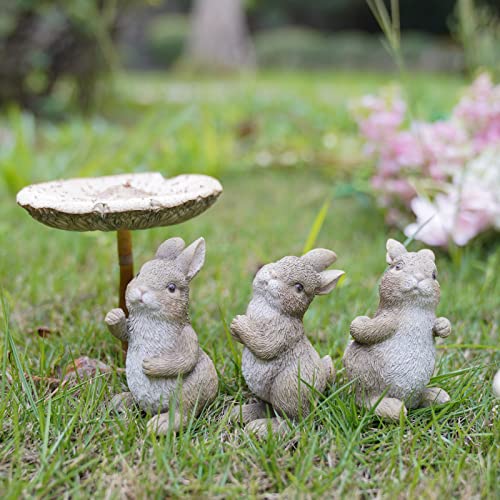 Newman House Studio Easter-Decorations Bunny-Figurines Spring-Decor Table Ornaments - 3Pc Home Decorations Resin White Rabbits Decor Tabletop Centerpiece For Home Farmhouse Indoor Or Outdoor 3 H Inch #TOP5