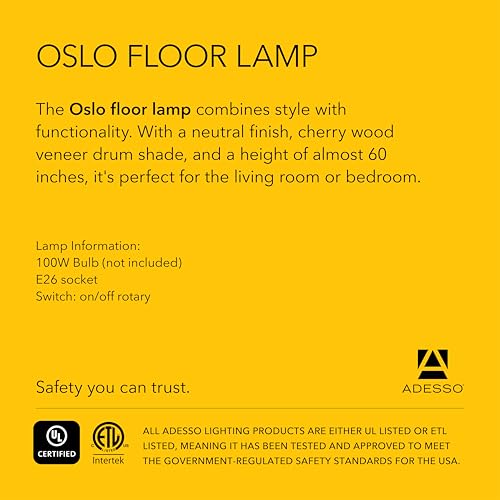 Adesso Floor Lamp with Scratch Proof and Corrosion Resistant Body - Perfect Lighting for Bedroom, Living Room and Corner Decor, Matte Black by Adesso - Image 7