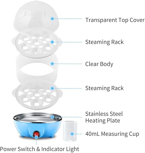 Miniatura 3 de JCAKES Cocina rápida de huevos,Cocina de huevos duros,Cocina de huevos,Cocina de huevo de doble capa de una sola capa, Cocina de huevo duro de