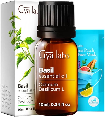 Image of 100% Pure Basil Essential Oil - 0.34 Fl Oz - Basil Oil for Hair, Skin, Diffuser, Aromatherapy & DIY Candle Making Scent