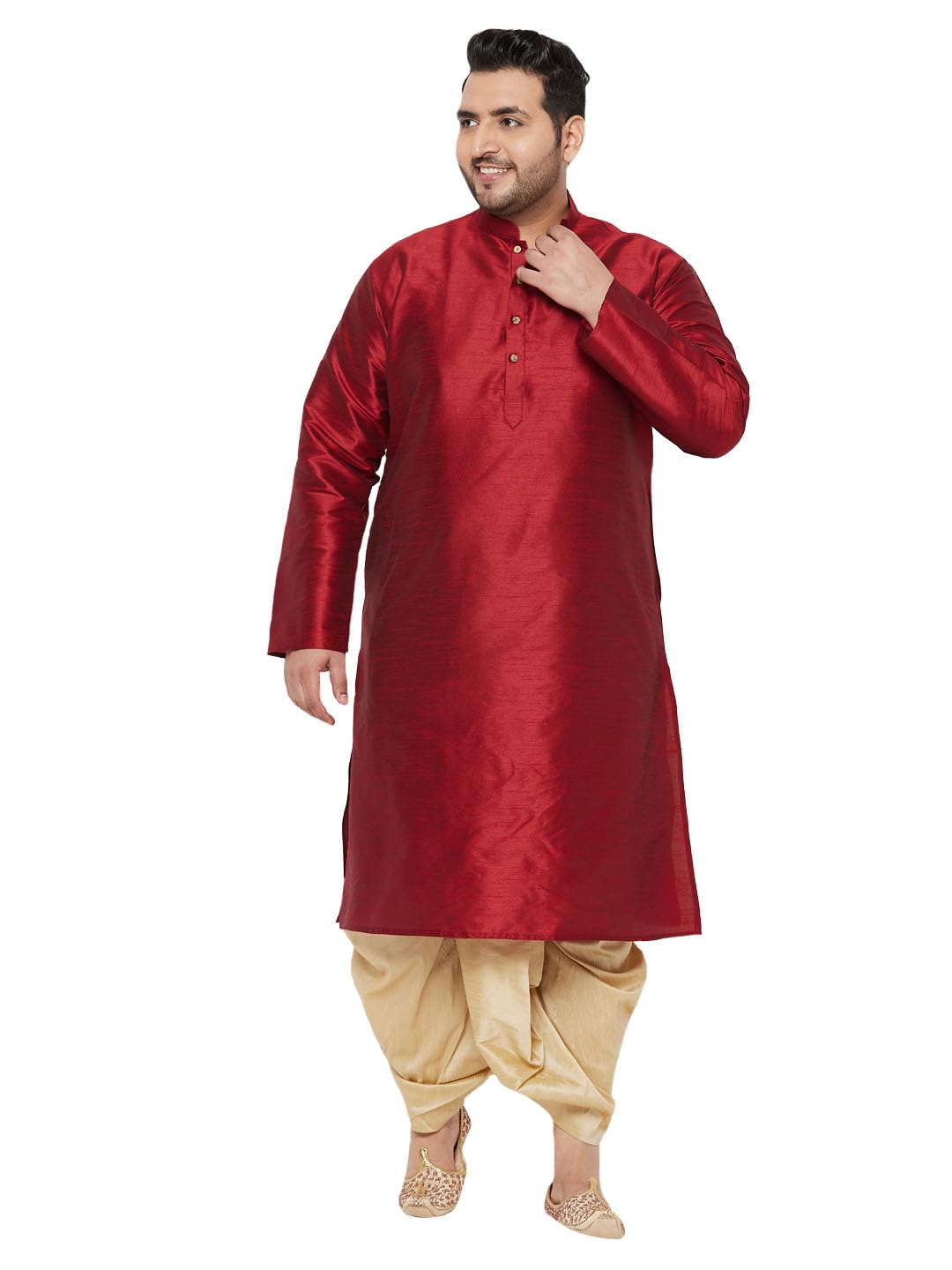 vastramay plus Men's Silk Blend Kurta And Dhoti Set-picture-37