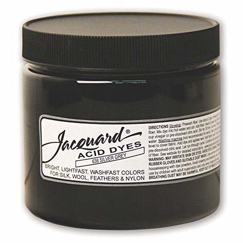 Jacquard Acid Dye for Wool, Silk and Other Protein Fibers, 8 Ounce Jar, Concentrated Powder, Silver Gray 638