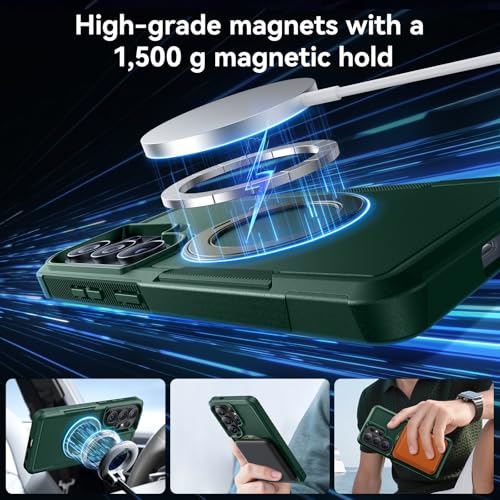XWZ for Samsung Galaxy S26 Ultra case with Stand, 7X Military-Grade Drop Protection, Shock-Absorbing Phone Rugged Cover, Compatible with MagSafe Accessories,360 Magnetic Stand, Green by XWZ - Used condition - Image 5