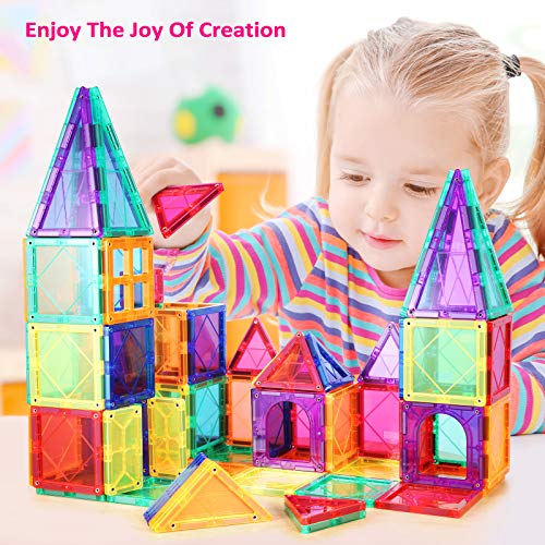 PLUMIA Magnets for Kids STEM Learning Toys 3D Building Magnetic Blocks Construction Magnet Toys for 3 Years Old Boys and Girls – 56 Pieces
