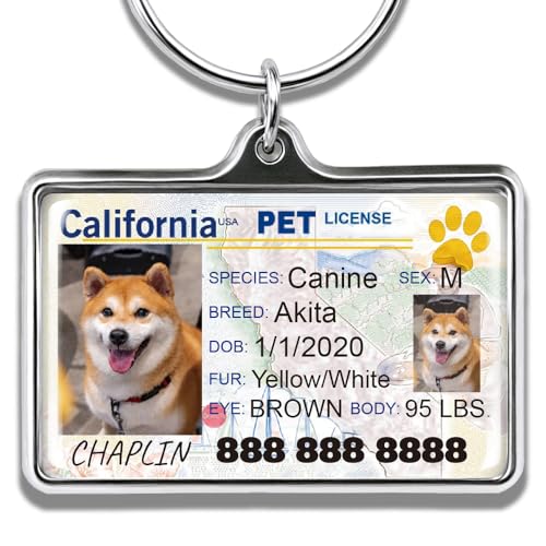 PUPLOOK Custom Pet Driver License ID Tags - Personalized Dog & Cat ID Tags, Durable Metal, USA...