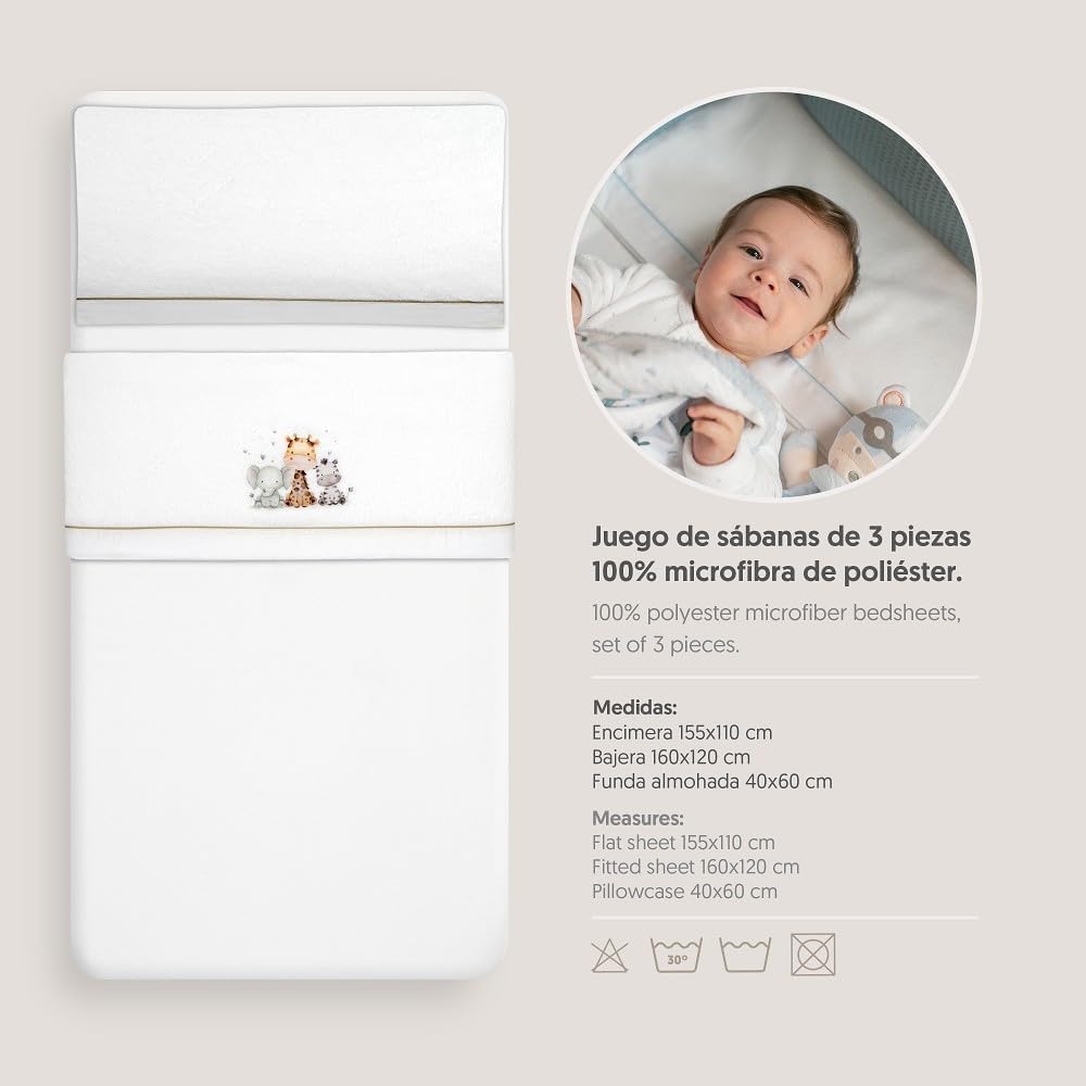 variouss Interbaby - Juego de Sabana Coralina, Tríptico Coralina de Invierno para Bebé (Verde, Cuna 60x120 cm)