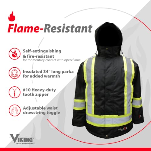 Viking Professional Freezer Insulated Journeyman FR Jacket - Waterproof 300D Trilobal Rip-Stop Hi Vis Jackets for Men3