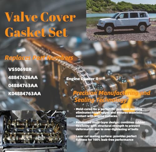 Image of Valve Cover Gasket Fit for Chrysler Dodge Jeep 2.4L 2.0L 1.8L ED3 | VS50698R Fits Journey 09-20 2.4L / Compass 07-17 2.0L-2.4L / Patriot 07-17 2.0L-2.4L / Avenger 08-14 2.4L -NA Engine only