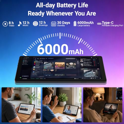 Image of Android 16 Tablet 10 Inch, 24GB RAM 64GB ROM 1TB,HD IPS,Fast WiFi 6, BT 5.4 | Electronics Tablets with HD IPS Touchscreen, 6000mAh 12H Battery, 2*Cameras Tablets for Kids & Adults, Gifts, Streaming, Work