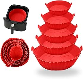 Kit Formas de Silicone | 6 Tamanhos Diferentes | Antiaderrente | Reutilizável | Para Forno e Airfryer | Silicone de Alta Qualidade | Cor Vermelho | Marca Midas®