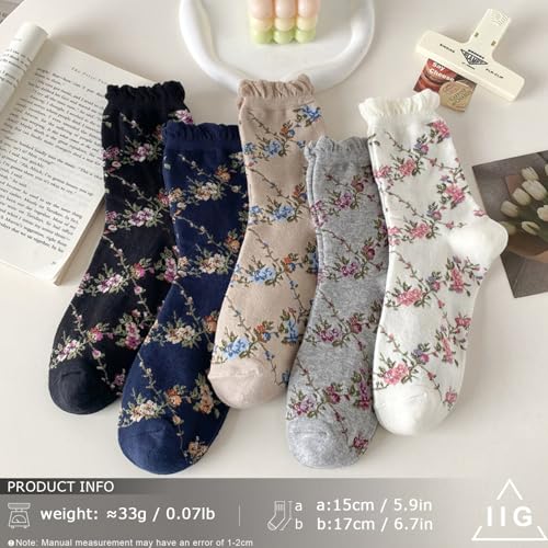 Image of IIG Womens Novelty Cotton Crew Socks Cute Animals Socks Fun Flower Socks (fit women's shoe size 5-9)
