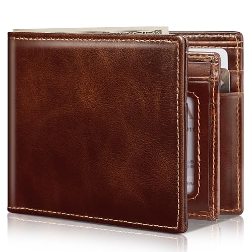 Image of Artpaxy Mens Wallet Bifold Genuine Leather RFID Blocking Wallet for Men with 1 ID Windows 13 Card Holders 2 cash pockets 1 Gift Box