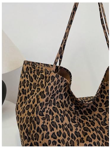 Image of MakeMeChic Women's Leopard Tote Bag Cheetah Oversize Shoulder Bag Weekender Bag