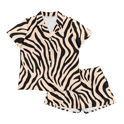 Image of Women's Short Sleeve Sleepwear Button 2 Piece Plus Size Pajamas Casual Soft Stretchy Funny Nightwear with Pockets