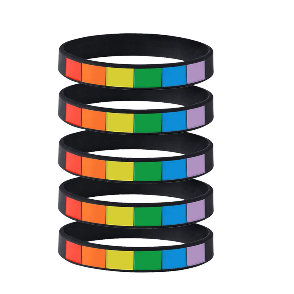 Amazon.co.jp: 5 パック ゲイ & レズビアン レインボー リストバンド  