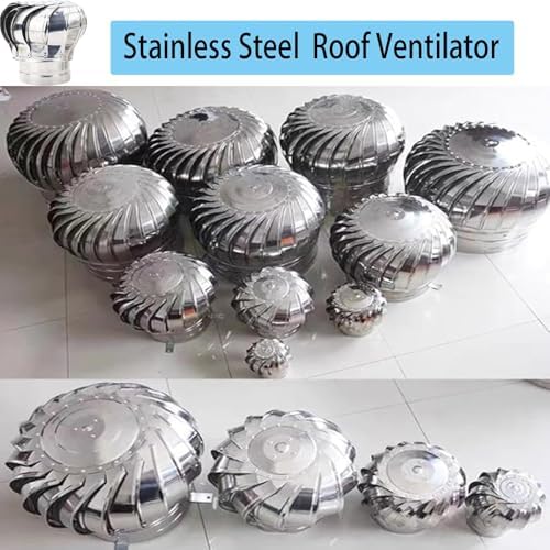 14" Dual-Bearing Wind Ventilator - 350mm 304 Stainless Steel Roof Vent, Galvanized Steel Internally Braced, Attic Air Ventilation Solution for Improved Airflow