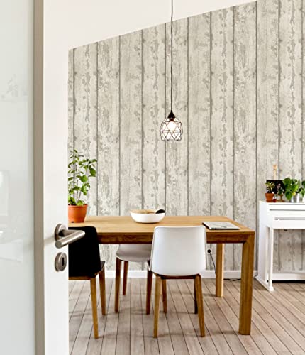 Arthouse Whitewashed Wood Effect Wallpaper - Panel Effect Look - Natural Distressed Weathered - Photographic Style - Realistic Design - White, Brown Color Wallpaper 694700 #TOP2