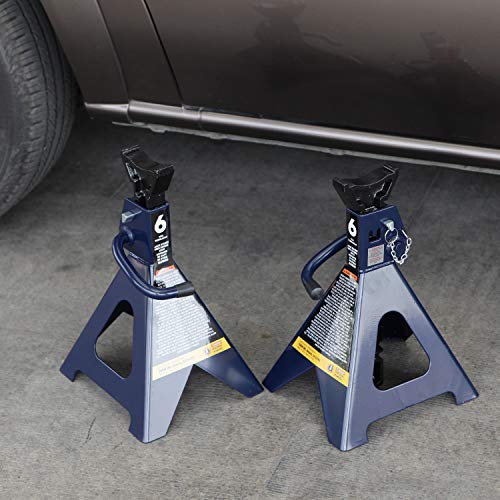 Tce 6 Ton (12,000 Lbs) Capacity Double Locking Steel Jack Stands, 2 Pack, Blue, At46002Au #TOP5