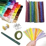Matériau et variété de couleurs : cure-pipes de qualité supérieure pour le bricolage en fil flexible et polyester souple en 30 couleurs. Parfait pour les projets créatifs tels que les cure-pipes à fleurs ou les pipes Cleaner Flower Set. Idéal pour tous les besoins de bricolage