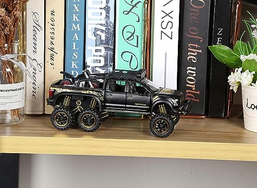 Image of 1:24 Raptor F150 Alloy Metal Diecast Car, Pull Back Toy Car with Openable Doors, Light and Music, Boys Gifts and Toys for Kids (Black)