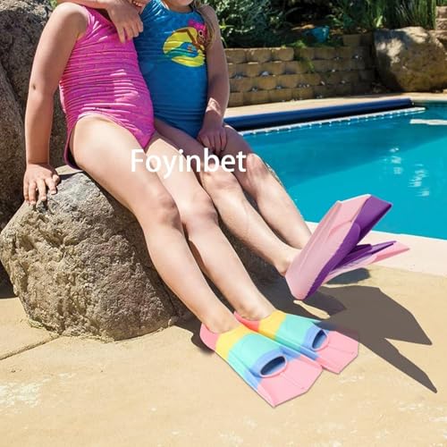 Image of Kids Swim Fins,Short Flippers Swimming Training Fins for Lap Swimming Snorkeling for Children Girls Boys XXXS