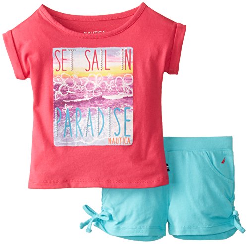 Nautica Girls' Graphic Tee and Bow Short Set