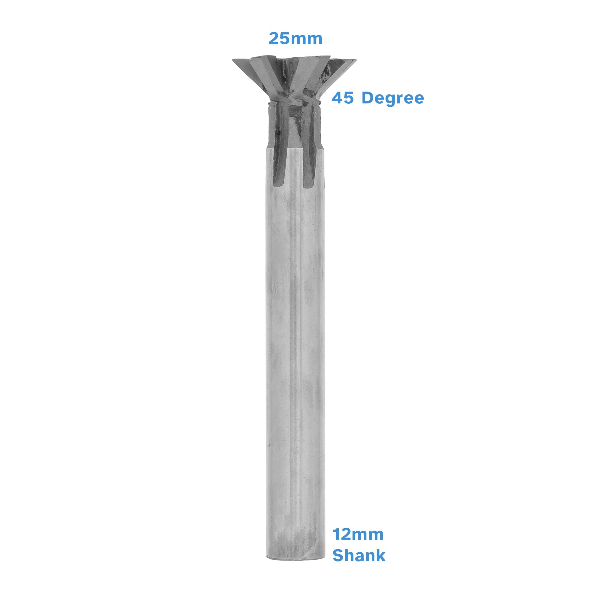 HALLMERS 25mm 45 Degree Carbide Tipped Dovetail Milling Cutter – 12mm Shank, 4 Flutes - Woodworking Joinery Groove Router Bit