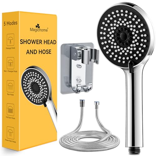 Magichome Shower Head and Hose with Holder Set, High Pressure Shower Head with 5 Modes, Universal Handheld Showerhead for Low Water Pressure