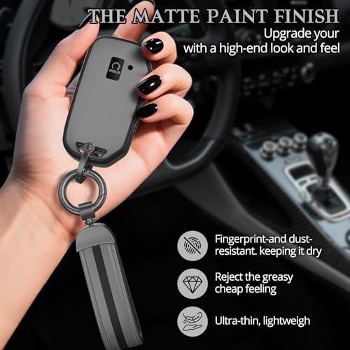 Image of for Kia Key Fob Cover Accessories,Matte TPU Material, with a Cute Leather Keychain,for Telluride,Carnival,K5 gt line,K5,Forte,K4,Sorento, Sportage and Other Models. (Matte Gray, Model-2)