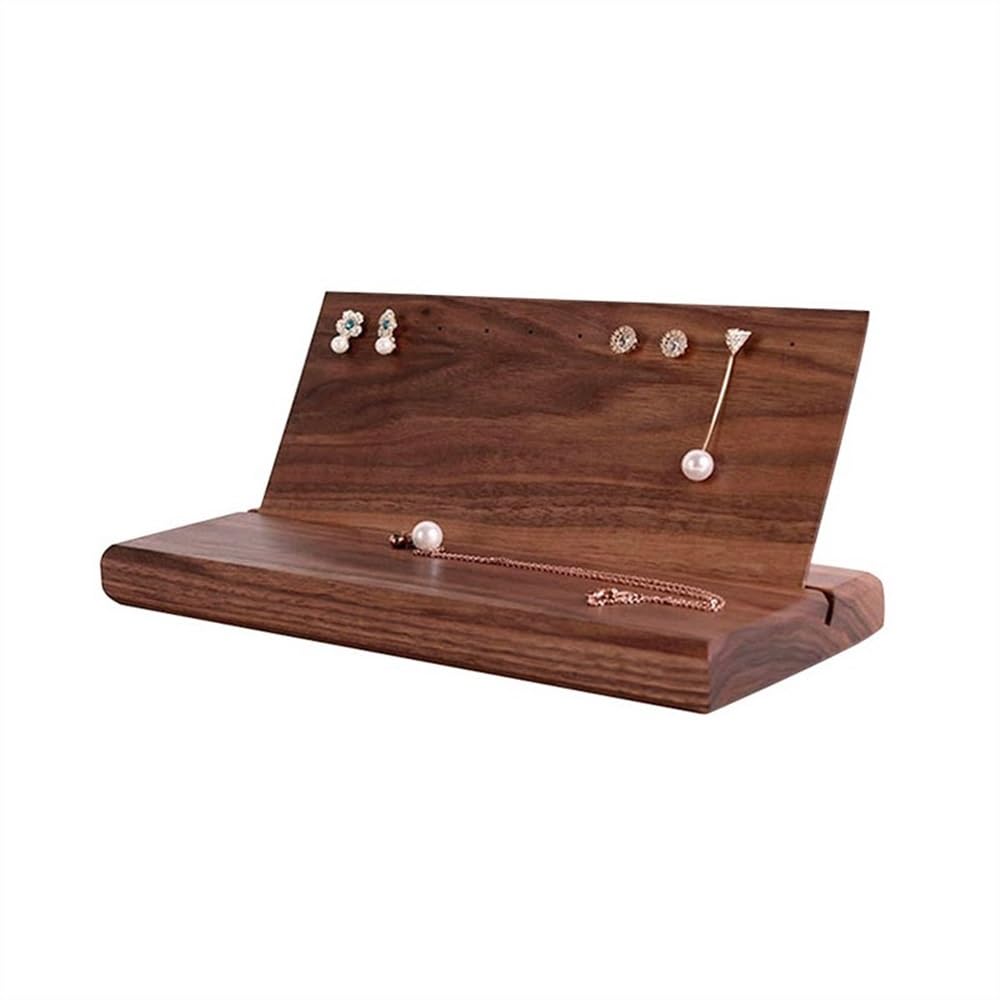 Zeng25liangOu-12 jewellery stand Display Shooting Props Earrings Ring Small Jewelry Racks Light Luxury Simple Walnut Jewelry Display Rack for Display and Storage