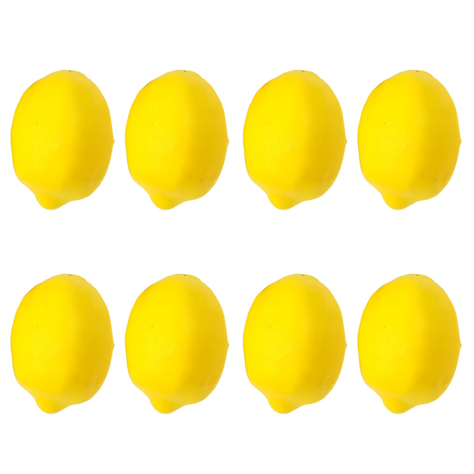 8 limones artificiales para decoración en un pack de frutas amarillas de plástico