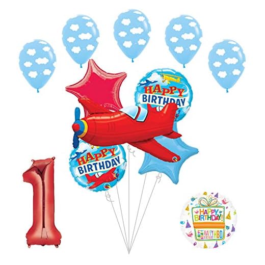 Airplane 1st First Birthday Party Supplies Vintage Plane Balloon Bouquet Decorations