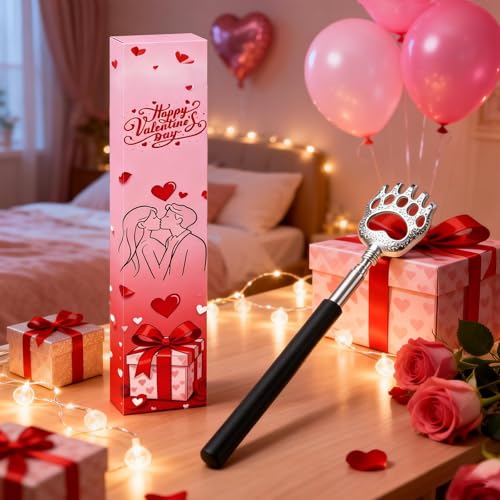 Image of WOVTE Extendable Back Scratcher for Men Women with Valentine's Day Packaging, Perfect Valentines Day Gifts for Her, Him, Boyfriend, Girlfriend, Husband, Wife, Daughter, Friends, Teachers, Family