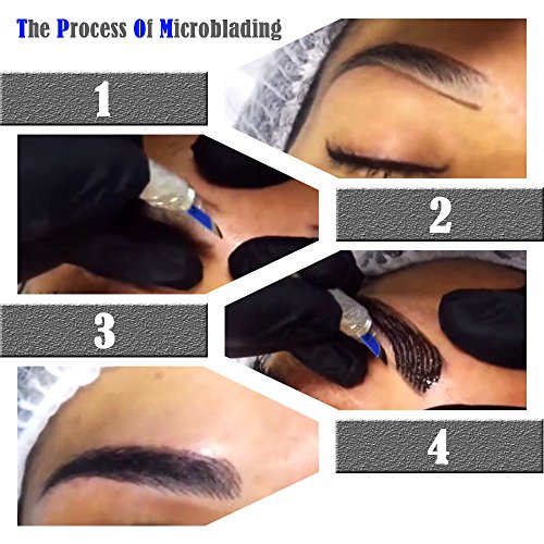 Eyebrow Microblading Kit, Atomus Microblading Needle Pen Set With 14Pin Blades 3-Point Measure Ruler Pigment Ring Ink Cups Tattoo Practice Skin Repair Cream Pencil For Eyebrow Tattoo Permanent Makeup #TOP2