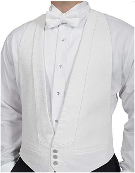White Pique Vest with Pique Shirt & Pre-Tie Pique Bow Tie - Complete Package (16.5 Neck - 34/35 Sleeve)