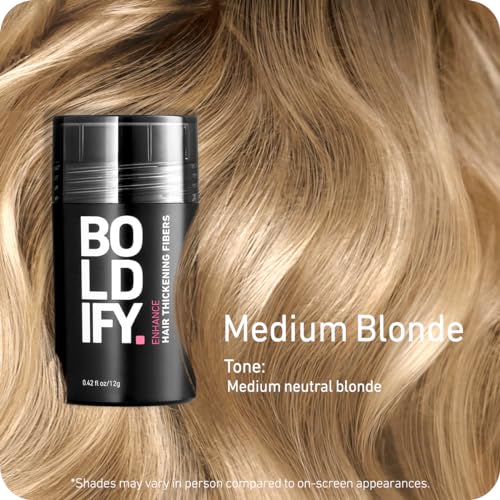 BOLDIFY Hair Fibers (12g) - Fill In Thinning and Fine Hair for an Instantly Fuller, Thicker Look - 14 Shades for Women & Men - Medium Blonde - Image 3