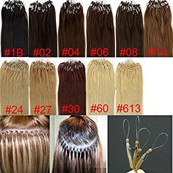 100s 16'' 18'' 20'' 22'' 24'' 26'' Loops Micro Rings Beads Tipped Remy Human Hair Extensions Straight 10 Colors in Women Beauty Style (22inch 0.5g/s 100s each pake, 04 medium brown)