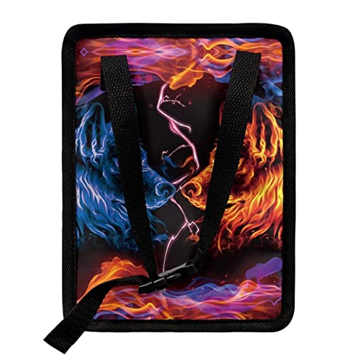 Image of DISNIMO Blue Flame Wolf Car Trash Can, Car Trash Bag Hanging Large Capacity Car Organizer and Storage with Adjustable Straps, Leakproof Trash Bin Interior Car Stuff Storage