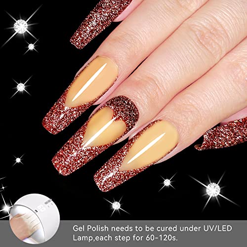 Ytd Likomey Reflective Glitter Gel Nail Polish,15Ml Burgundy Red Flash Diamond Disco Dj Shimmer Nail Gel,Sparkly Shiny Soak Off Uv Gel Polish Varnish,Salon Home Diy Manicure #TOP1