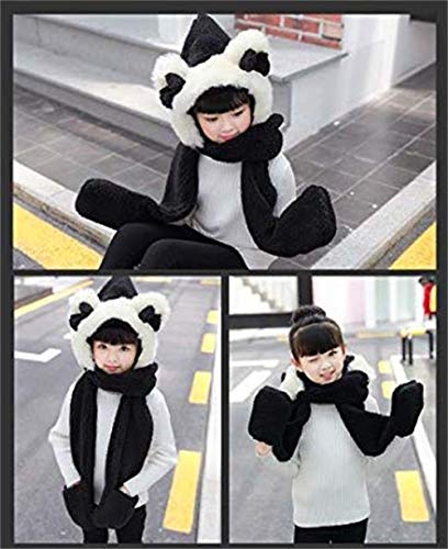 IPENNY Kids Toddlers Winter Warm Cartoon Plush Hat with Scarf Pocket Gloves Hoodie Earflap Hat 3 in 1 Set2